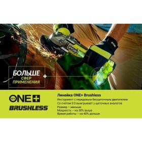 Бесщеточная углошлифмашина Ryobi ONE+ R18AG7-0 5133002852 (артикул 15642361) – фото 6
