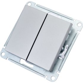 2-клавишный выключатель Schneider Electric AtlasDesign Сталь сх.5, 10АХ, механизм SE ATN000951 (артикул 19931038) – фото 1