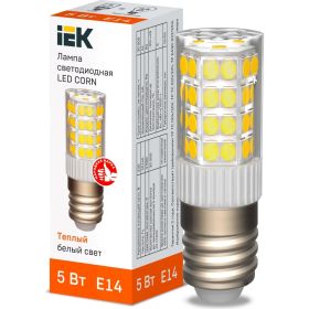 Светодиодная лампа IEK corn капсула 5вт 230в 3000к керамика e14 LLE-CORN-5-230-30-E14 (артикул 27057032) – фото 1