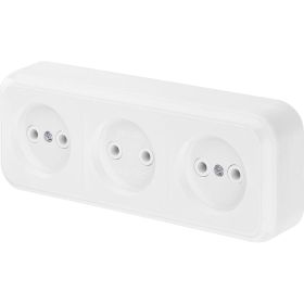 Розетка Bylectrica, 3-местная ОУ, серия ПРАЛЕСКА, белый РА16-263 (артикул 17384556) – фото 1