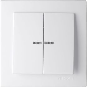 2-клавишный выключатель Nilson СУ с подсветкой, TOURAN-ALEGRA-THOR, белый 24111004 (артикул 25023525) – фото 1