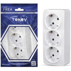 Розетка 3-м TOKOV ELECTRIC оп frea 16а ip20 250в с заземл. абс-пластик бел. TKE-FR-R3Z-C01 (артикул 27093368) – фото 1
