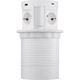 Полуавтоматический блок розеток Mebax 107J 4 секции Серебро+Белый d120мм 2 USB А + 2 USB С беспроводная 00-00001171 (артикул 16258697) – фото 1