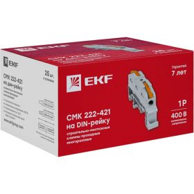 Строительно-монтажная клемма EKF PROxima СМК 222-421, на DIN-рейку, проходная, 1 полюс, 0,08-4мм2 25 шт. plc-smk-421-din (артикул 16359883) – фото 1