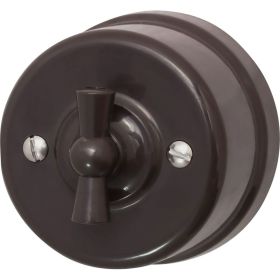 Выключатель Bironi 1-кл., пластик, цвет Коричневый B1-200-22 (артикул 22384995) – фото 1