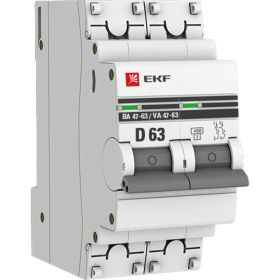 Автоматический выключатель EKF PROxima ВА 47-63 2P, 63А, 4,5kA, SQ mcb4763-2-63D-pro (артикул 16176298) – фото 1