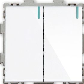 Двухклавишный проходной переключатель CGSS, белый ""Практика"" PL-W102-PWCG (артикул 20032756) – фото 1