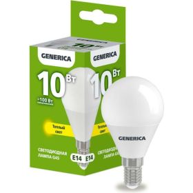 Светодиодная лампа GENERICA G45 шар 10Вт 230В 3000К E14 LL-G45-10-230-30-E14-G (артикул 25127829) – фото 1