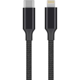 Дата-кабель USB-С - Lightning Deppa 3А, PD, 1м, нейлон, черный, Axxa 7266 (артикул 29797898) – фото 1