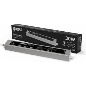 Пылевлагозащищенный блок питания для светодиодной ленты 30W 12V IP66 Gauss 202023030 (артикул 15629325) – фото 1