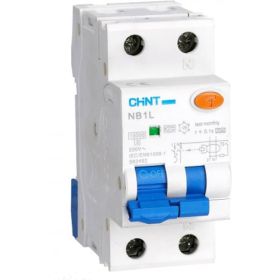 Дифференциальный автоматический выключатель CHINT, NB1L, 1P+N, C6, 30mA, тип AC, 10kA, 36mm 203104 (артикул 17519952) – фото 1