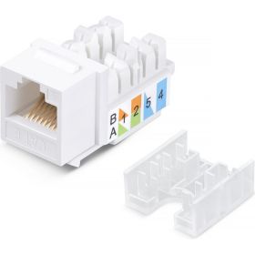 Вставка Keystone Cabeus Jack RJ-45, категория 6, заделка тип 110, белая, со стяжкой KJ-RJ45-Cat.6-90-SW (артикул 26008955) – фото 1