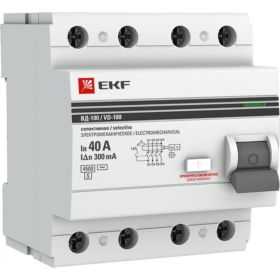 Селективное устройство защитного отключения EKF 4P 40А/300мА PROxima elcb-4-40-300S-em-pro (артикул 16210483) – фото 1