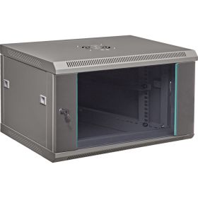 Телекоммуникационный настенный серверный шкаф W&T 19 дюймов 6U 600x450мм серый C066045GWTWOF (артикул 20241850) – фото 1