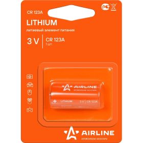 Батарейка Airline, CR123A 3V, литиевая 1 шт CR123A-01 (артикул 15982507) – фото 1