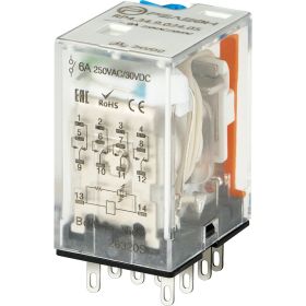 Промежуточное реле РЕЛЕОН 4 CO конт. 6а ;= 12в Dc; блокируемая кнопка проверки + LED RP434901205 (артикул 25301535) – фото 1