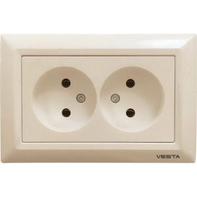 Розетка Vesta-Electric Roma КРЕМОВЫЙ двойная без заземления FRZ00010112MLK (артикул 25572135) – фото 1
