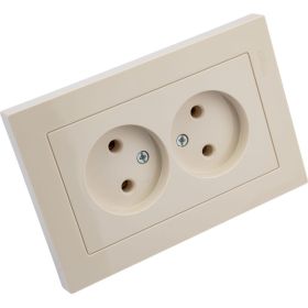 Розетка Schneider Electric AtlasDesign Беж б/з двойная, 16А, в сборе SE ATN000220 (артикул 19935592) – фото 1