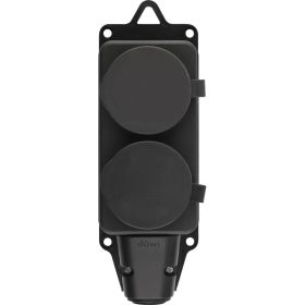Каучуковая колодка duwi 2 гнезда с заземлением IP44 черная 16A 27461 2 (артикул 19992070) – фото 1