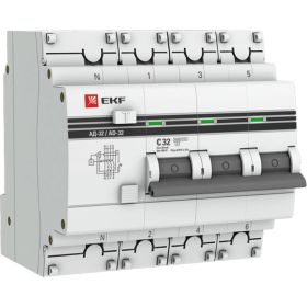 Дифференциальный автомат EKF АД-32 3P+N 32А/30мА 4,5кА PROxima DA32-32-30-4P-pro (артикул 16144579) – фото 1