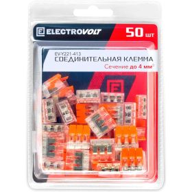 Универсальная 3-х проводная клемма ELECTROVOLT 221-413 50 штук/упаковка EV-Y221-413_50 (артикул 23544123) – фото 1