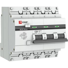 Дифференциальный автомат EKF PROxima АД-32 тип А, 3P+N, 50А/30мА, SQ DA32-50-30-4P-a-pro (артикул 16040601) – фото 1