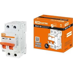 Автоматический выключатель TDM ВА47-60 2Р 32А 6кА характеристика С SQ0223-0096 (артикул 20751075) – фото 1