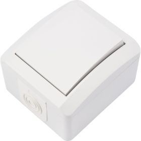 Накладной одноклавишный выключатель KRANZ IP54 белый KR-78-0834 (артикул 21587104) – фото 1