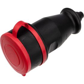 Переносная розетка REXANT влагозащищенная с крышкой, 3Р+РЕ, 32 А, IP44 каучук 111-012 (артикул 16070242) – фото 1