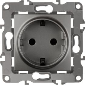 Розетка ЭРА 12-2102-12 2P E Schuko со шторками, 16A-250В, IP20, 12, графит Б0019323 (артикул 15980731) – фото 1
