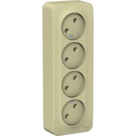 4-ая наружная розетка Schneider Electric Blanca Бежевый, без заземления, без шторок, изолированная пластина SE BLNRA000417 (артикул 20633218) – фото 1