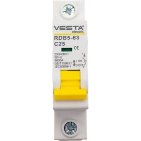 Автоматический выключатель Vesta Electric avt. vesta 1p-25a rdb5 6ka HLAV000110 (артикул 24347463) – фото 1