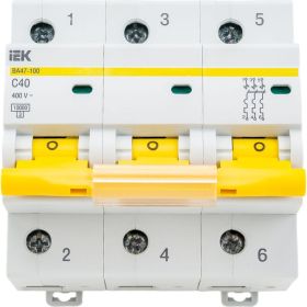 Автоматический модульный выключатель IEK 3п C 40А ВА 47-100 10кА ИЭК MVA40-3-040-C (артикул 15165064) – фото 1