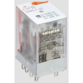 Интерфейсное реле ONI ORM-1 4C 220В AC с LED и тест. кнопкой ORM-1-4C-AC220V-L-B (артикул 17736160) – фото 1