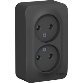 2-ая наружная розетка Schneider Electric Blanca Антрацит, без заземления, без шторок, 16А, 250В SE BLNRA000216 (артикул 20633554) – фото 1