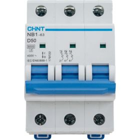 Автоматический модульный выключатель CHINT 3п D 50А 6кА NB1-63 (R) 179722 (артикул 22905621) – фото 1