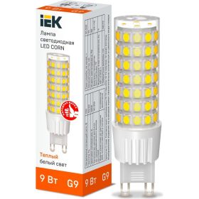 Светодиодная лампа IEK corn капсула 9вт 230в 3000к керамика g9 LLE-CORN-9-230-30-G9 (артикул 27057128) – фото 1