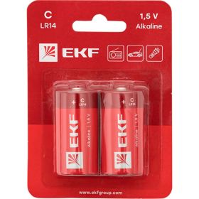 Алкалиновая батарейка EKF типа C(LR14) блистер 2шт. LR14-BL2 (артикул 23092695) – фото 1