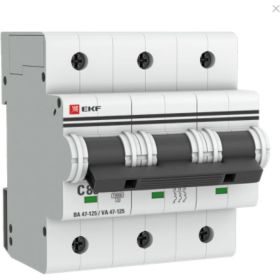 Автоматический выключатель EKF PROxima ВА 47-125, 3P, 80А, 15кА SQmcb47125-3-80C (артикул 16208796) – фото 1