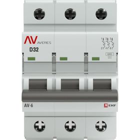Автоматический выключатель EKF AV-6 3P 32A D 6kA AVERES SQmcb6-3-32D-av (артикул 16040524) – фото 1