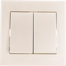 Двойной выключатель Lezard RAIN жемчужно-белый металлик 703-3030-101 (артикул 16192709) – фото 1