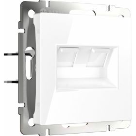 Двойная Ethernet розетка RJ-45 WERKEL белый a051115 (артикул 25567413) – фото 1