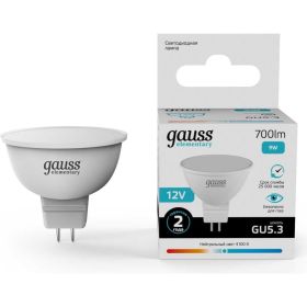 Лампа Gauss Elementary MR16 12V 9W 700lm 4100K GU5.3 LED 1/10/100 11529 (артикул 29978546) – фото 1