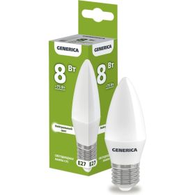 Светодиодная лампа GENERICA C35 свеча 8Вт 230В 4000К E27 LL-C35-08-230-40-E27-G (артикул 25127985) – фото 1