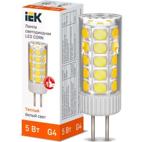 Светодиодная лампа IEK corn капсула 5вт 12в 3000к керамика g4 LLE-CORN-5-012-30-G4 (артикул 27056990) – фото 1