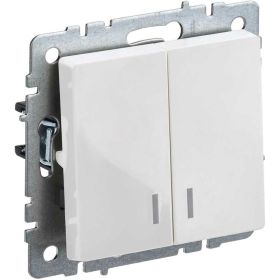 2-клавишный выключатель IEK Brite с индикацией 10а вс10-2-1-брб белый BR-V20-1-10-K01 (артикул 24591027) – фото 1