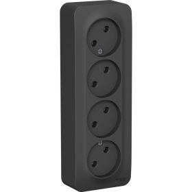 4-ая наружная розетка Schneider Electric Blanca Антрацит, без заземления, без шторок, 16А, 250В SE BLNRA000416 (артикул 20632636) – фото 1