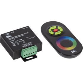 Контроллер с ПДУ IEK радио, RGB, 3 канала, 12В, 4А, 144Вт, черный LSC1-RGB-144-RF-20-12-B (артикул 16528604) – фото 1
