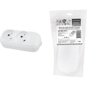 Розеточная колодка TDM 2 гнезда 2П б/з 10А 250В белая серии Народная SQ1806-0413 (артикул 20827497) – фото 1