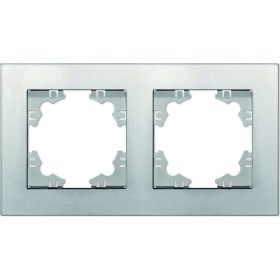 Двухместная горизонтальная рамка UNIVersal серия афина серебро еврослот A0044-S (артикул 27170838) – фото 1